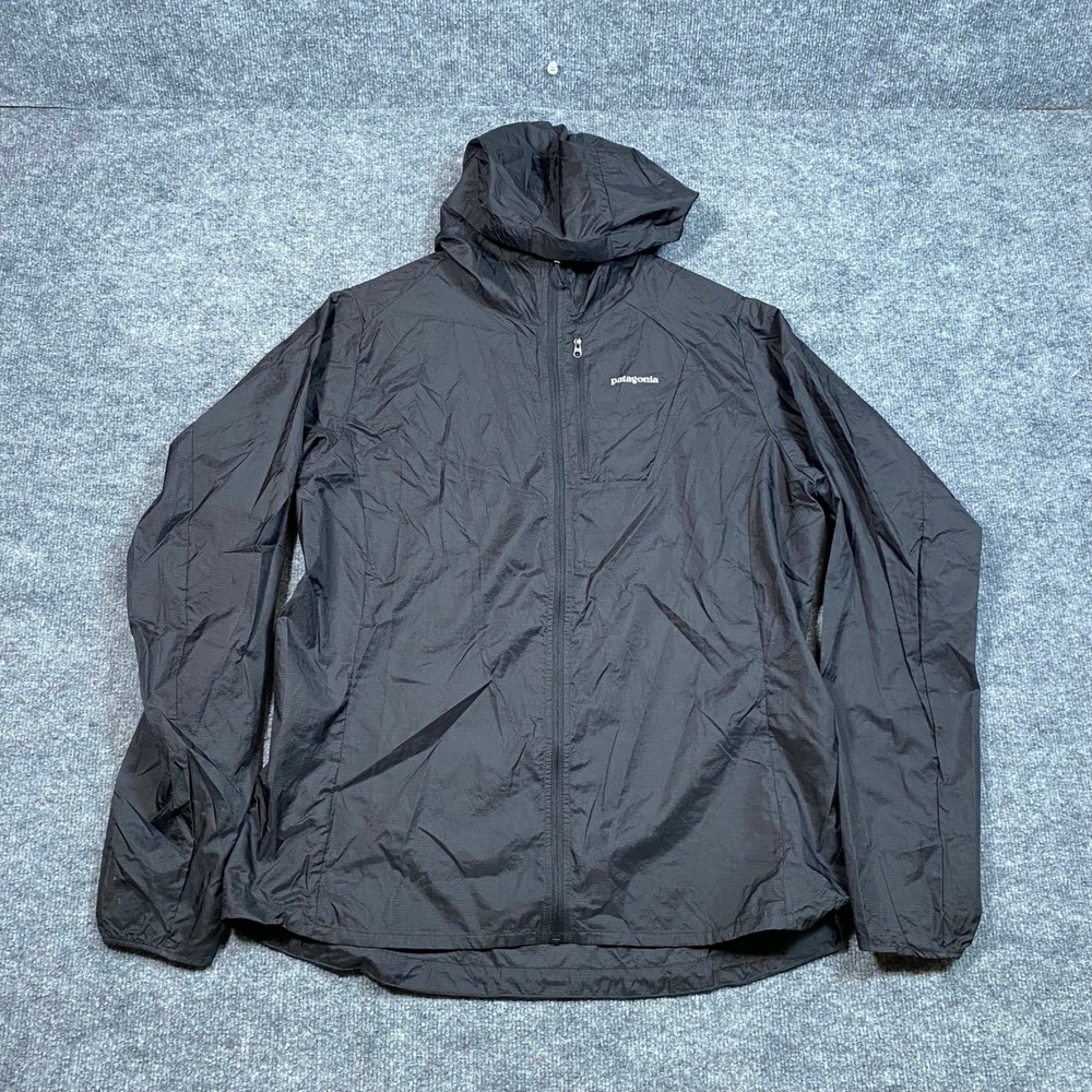 Patagonia Houdini Jacket Womens XL Black Full Zip Hooded Windbreaker 24146 FA18